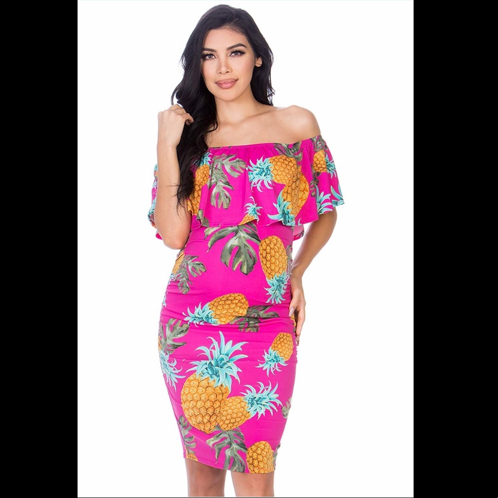 Hot pink and pineapple dress
